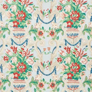 Schumacher Aylesbury Vase Fabric in Aqua