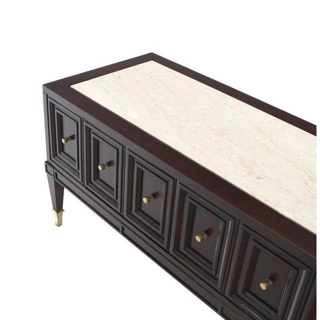MidCentury Modern Dark Walnut Marble Top Low Credenza Chairish