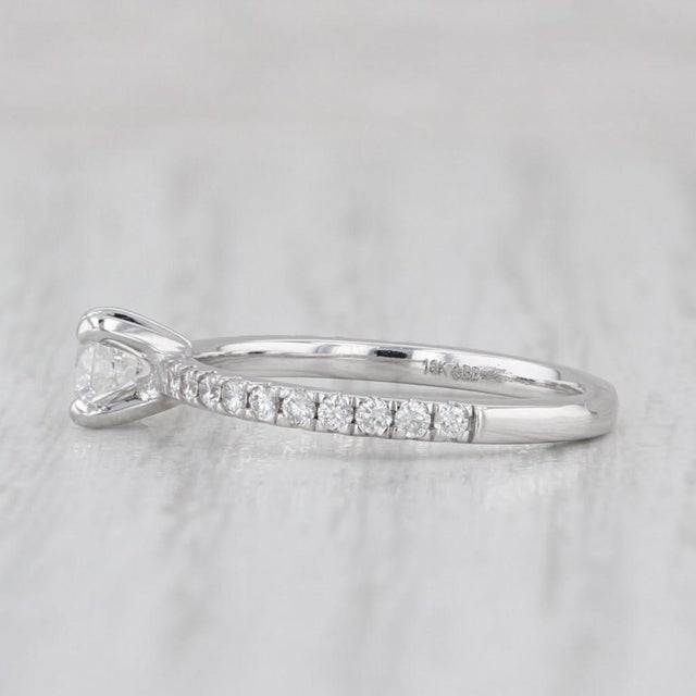 2010s 0.40ctw Round Diamond Engagement Ring 18k White Gold Small Size 3 For Sale - Image 5 of 7