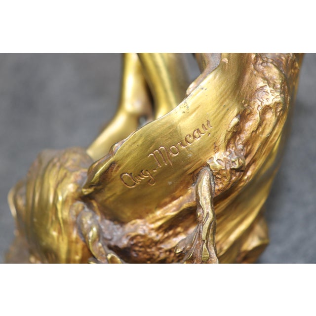 1900 "Naissance De La Perle" Solid Brass Figural Maiden Table Lamp After Moreau For Sale - Image 11 of 15