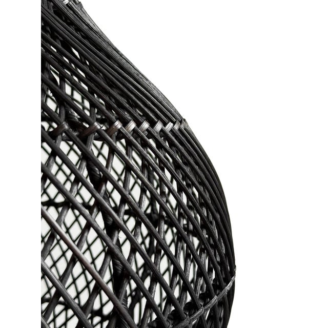 Contemporary Organic Modern Black Bawang Rattan Pendant Light Medium For Sale - Image 3 of 8