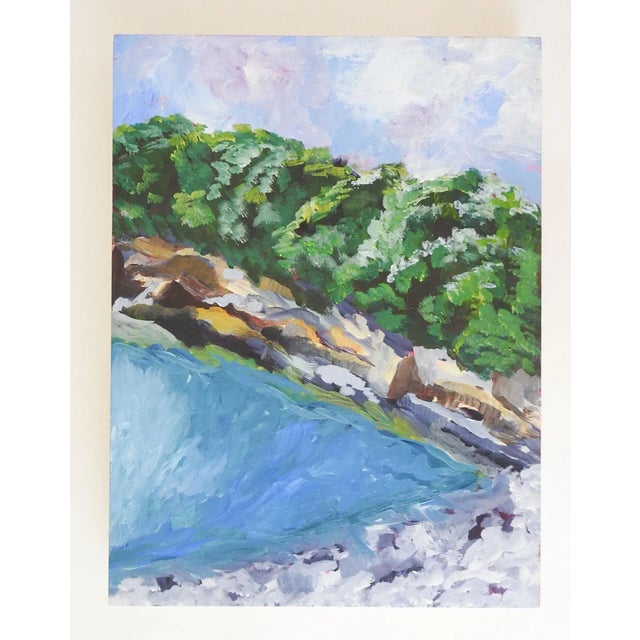 Rustic Late 20th Century Impressionist Lakeshore Landscape Painting For Sale - Image 3 of 3
