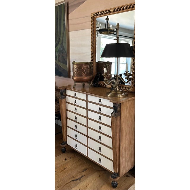 Spanish Mid-Century Mirror With Open Twist Braided Wood and Brass Inlay, Made in Italy For Sale - Image 3 of 11