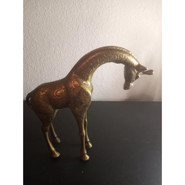 1970s 1970s Solid Hammered Brass Giraffe Figurine For Sale - Image 5 of 8