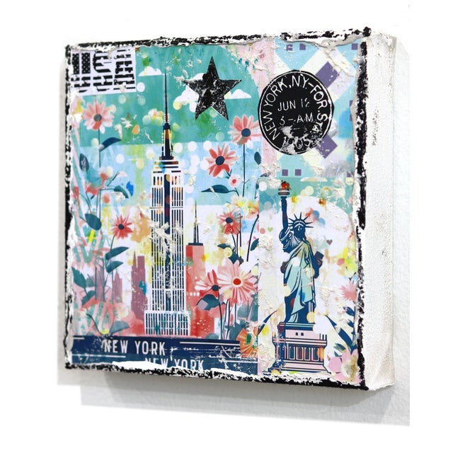 Flowers for Nyc - Abstract Colorful Textural City Collage Original Artwork by Marion Duschletta For Sale In Los Angeles - Image 6 of 9