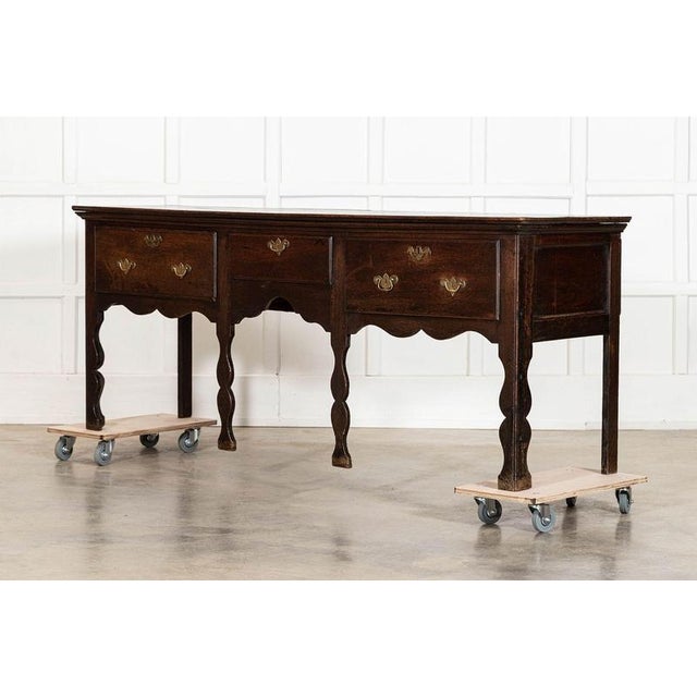 Large 19th Century English Georgian Oak Dresser Base, 1800 For Sale - Image 4 of 15