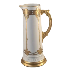 Early 20th Century Antique American Art Nouveau Belleek Lenox Large Gilded Ewer/Pitcher