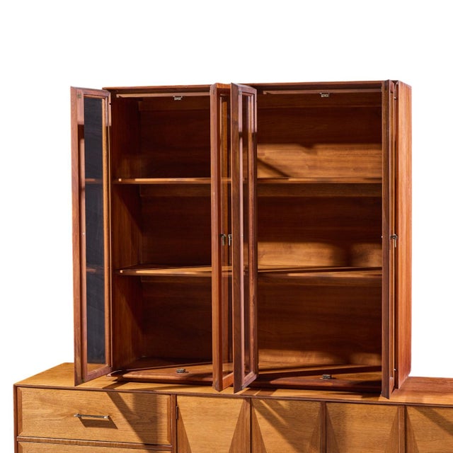 Wood Ramseur Harlequin Mid Century Walnut Credenza and Hutch For Sale - Image 7 of 14