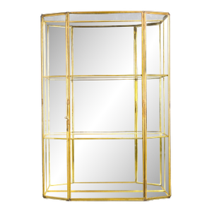 Large Vintage Glass and Brass Curio Display Cabinet