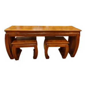 1970s Console Table With Benches - Set of 3