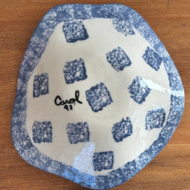 1998 Folk Art Bridge Dish For Sale - Image 4 of 5