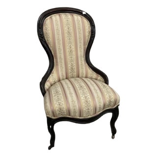 Late 19th Century Victorian Lady Parlor/Nursing Chair With Front Wheels For Sale