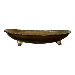 Vintage Heavy Solid Brass Footed Bowl For Sale