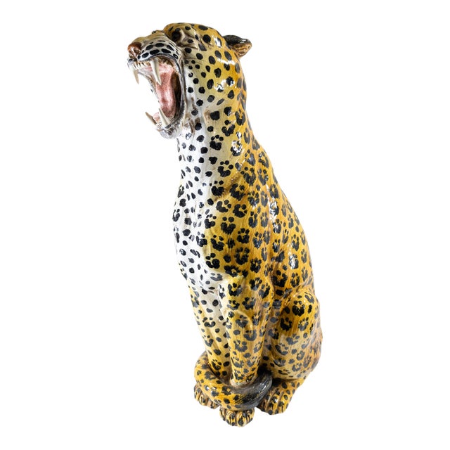 Mid-Century 32" Italian Terra Cotta Figure of a Leopard For Sale
