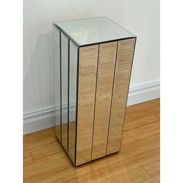 Postmodern Beveled Mirror Pedestal in the Style of Ello