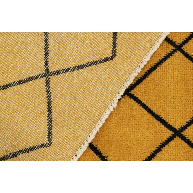 Textile Vintage Zeki Müren Rug in Gold With Black Geometric Patterns, From Rug & Kilim For Sale - Image 7 of 7
