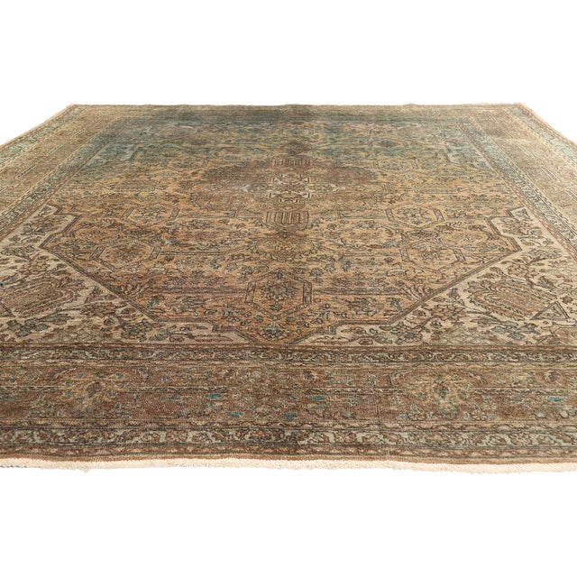 Industrial Vintage Persian Tabriz Rug - 10’00 X 12’10 For Sale - Image 3 of 9