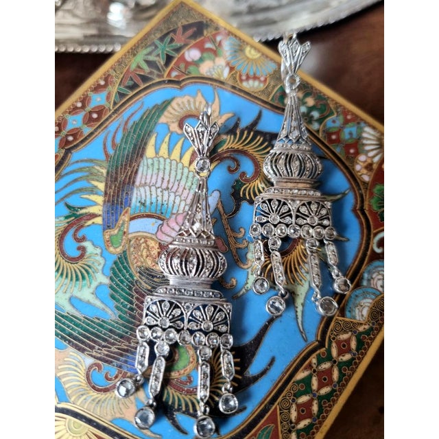 Antique Chandelier Earrings with Rose-Cut Diamonds, 1900, Set of 2 For Sale - Image 9 of 10