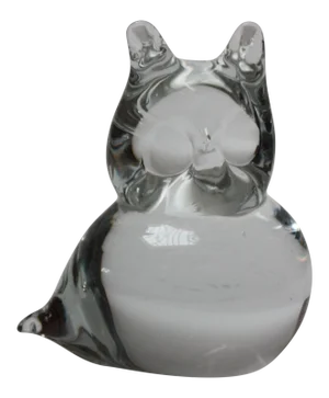 Scandinavian Modern Crystal Owl Sculpture / Paperweight