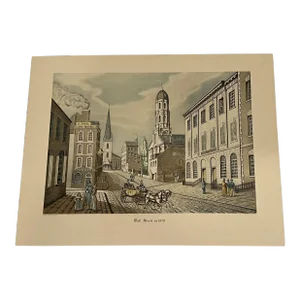 Original French Etching Artist Varin Copyright by Sidney F. Lucas "Wall Street 1829"