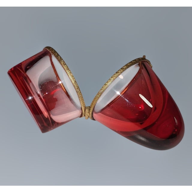 1950s 1950s Fine Cristalleries De Lorraine "Lemberg" Ruby Cased Crystal Egg Box For Sale - Image 5 of 6