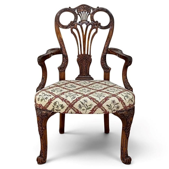 Chippendale 19th Century English Chippendale Style Carved Walnut Armchair For Sale - Image 3 of 18
