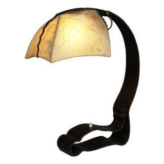 Amsterdam School Metal and Parchment Desk Lamp, 1920s For Sale