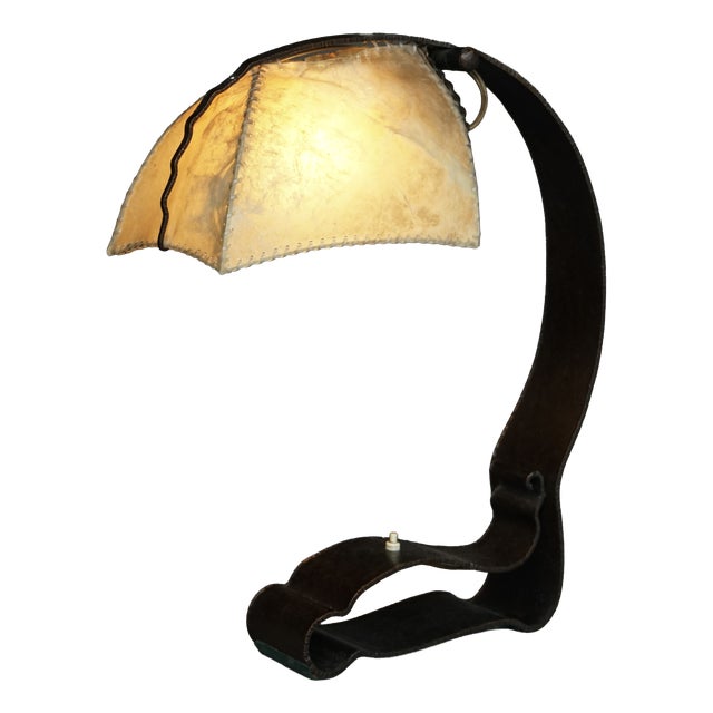Amsterdam School Metal and Parchment Desk Lamp, 1920s For Sale