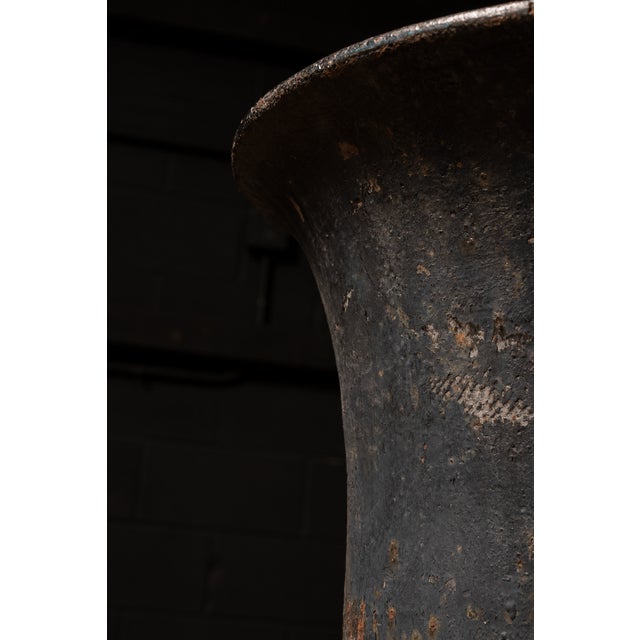 Onyx Large Antique Cast Iron Garden Urn Planters For Sale - Image 8 of 9