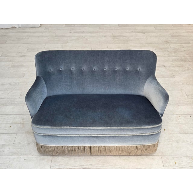 Vintage Danish Two-Seater Sofa in Furniture Velour and Beech, 1960s For Sale - Image 12 of 18