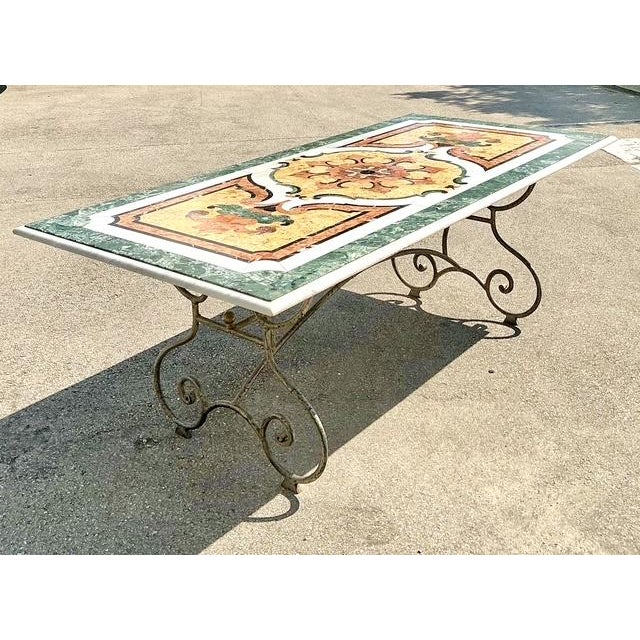 Vintage Italian Pietra Dura Inlay Marble Dining Table For Sale - Image 11 of 13