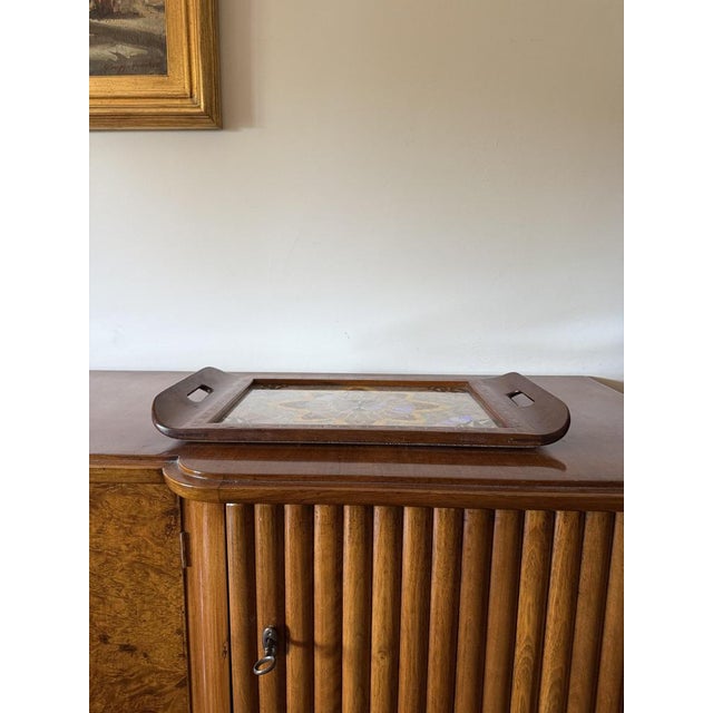 Mid-Century Modern Inlaid Wood and Butterfly Wing Tray, Brazil, 1950s For Sale - Image 4 of 12