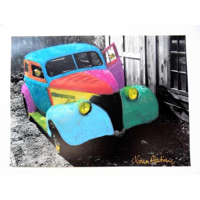 Nona Hatay, "Fantasy Sedan I" Hand painted B/W photograph, 1987 For Sale