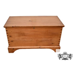 Vintage Doveatiled Pine Trunk Farmhouse Stye Blanket Chest Storage For Sale