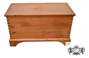 Vintage Doveatiled Pine Trunk Farmhouse Stye Blanket Chest Storage