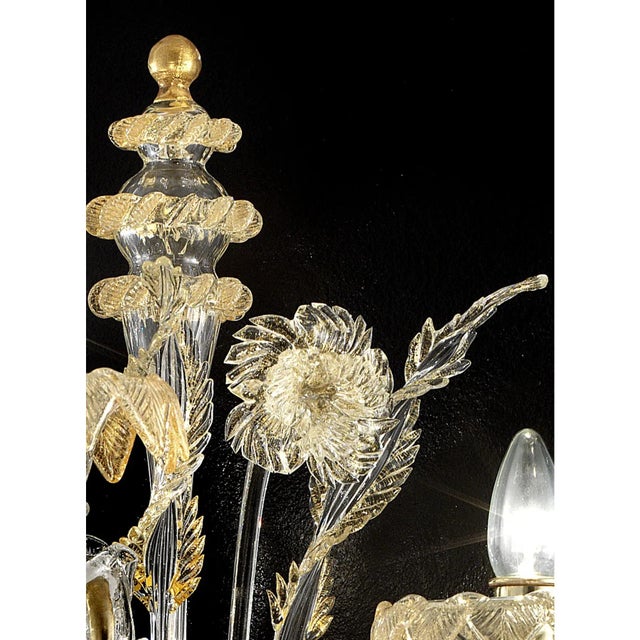 Italian Ca Rezzonico with Gold Flowers and Leaves Murano Glass by Simoeng For Sale - Image 6 of 9