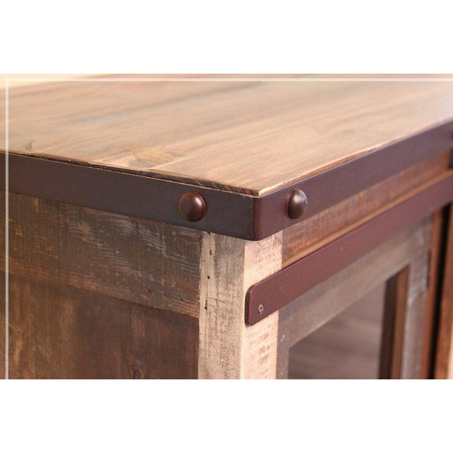 Rustic Greenview Multi-Color Sliding Door Tv Stand - 60" For Sale - Image 3 of 6