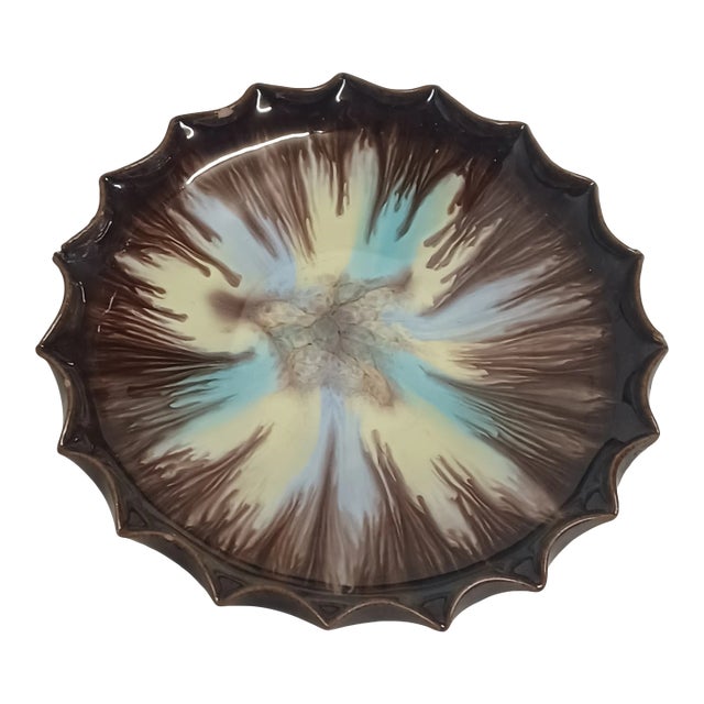 Vintage Austrian Handmade Drip Glaze Bowl For Sale