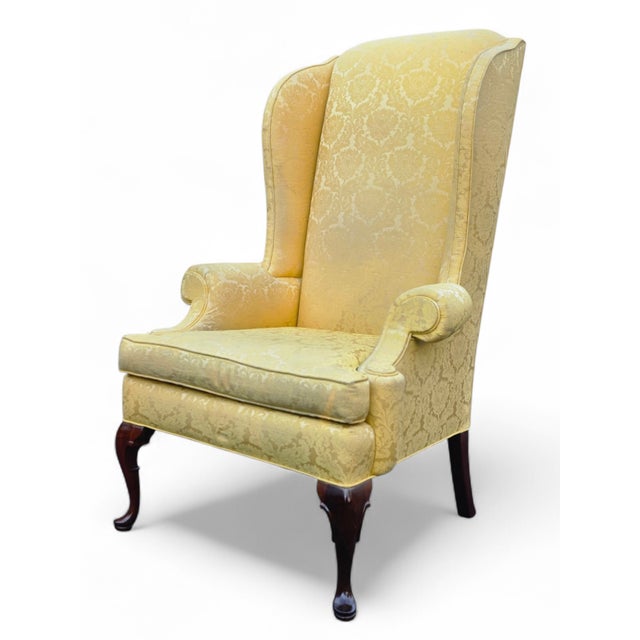 Vintage Queen Anne High Wingback Armchair For Sale In Washington DC - Image 6 of 14