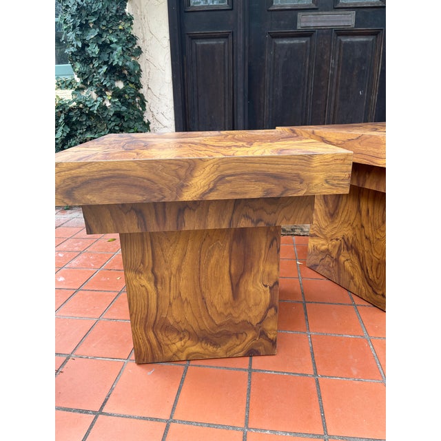 Vintage Wood Veneer Tables a Pair Chairish