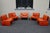 Animal Skin Series 5 Lounge Chairs in Cognac Orange Leather, 1970s, Set of 5 For Sale - Image 7 of 18