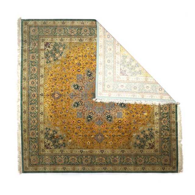 Textile Extremely Fine Persian Silk Qum Rug 8'0" X 8’2” For Sale - Image 7 of 8