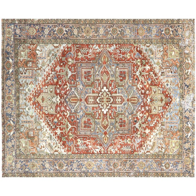 Textile 1940s Persian Heriz Rug For Sale - Image 7 of 7