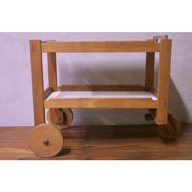 Mid-Century Modern Mid-Century Modern Scandinavian Bar Cart in Oak, 1950s For Sale - Image 3 of 15