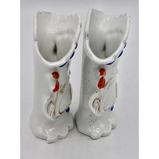 Antique Art Nouveau French White Ceramic Bud Vases For Sale - Image 9 of 10
