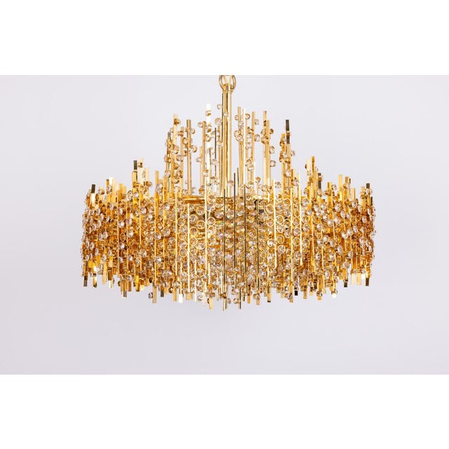 Large Gilt Brass and Crystal Chandelier from Palwa, Germany, 1970s For Sale - Image 6 of 14
