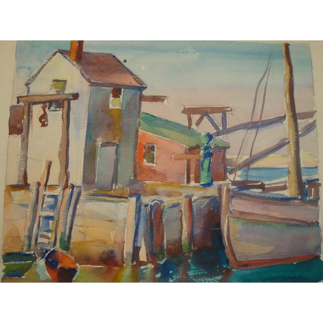 Boat Docks Painting Watercolor by William Hazelton Chairish