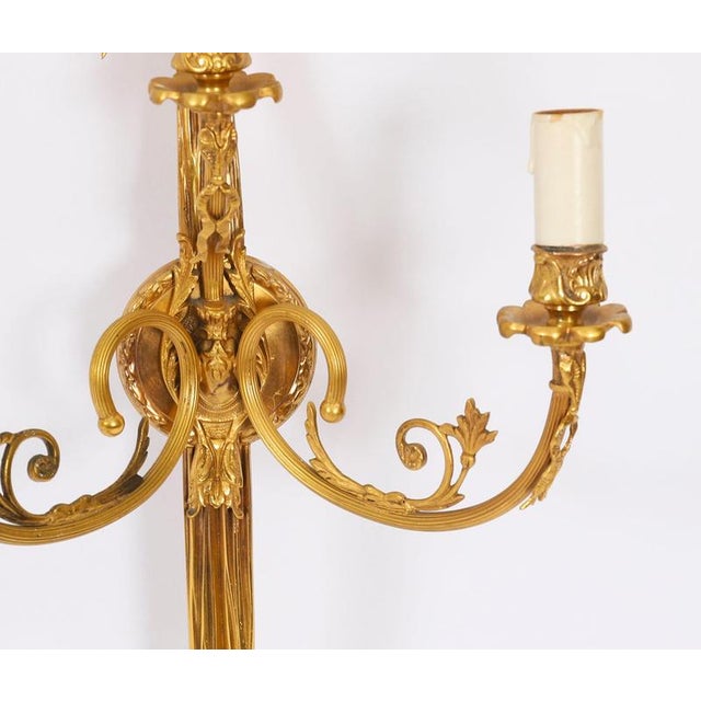 Copper Antique 19th Century Ormolu 3-Branch Wall Lights Sconces, Set of 2 For Sale - Image 8 of 10