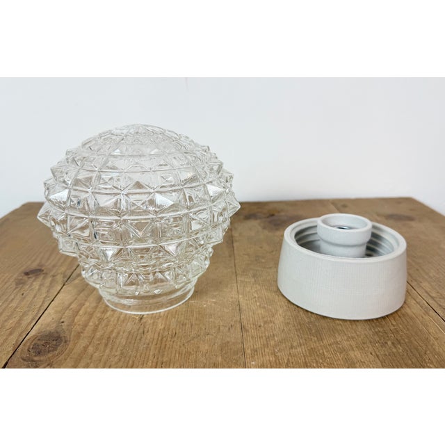 Glass Vintage White Porcelain Ceiling Light, 1970s For Sale - Image 7 of 14