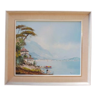 Franco Ruocco, Near San Remo, 1970s, Oil Painting on Canvas, Framed For Sale